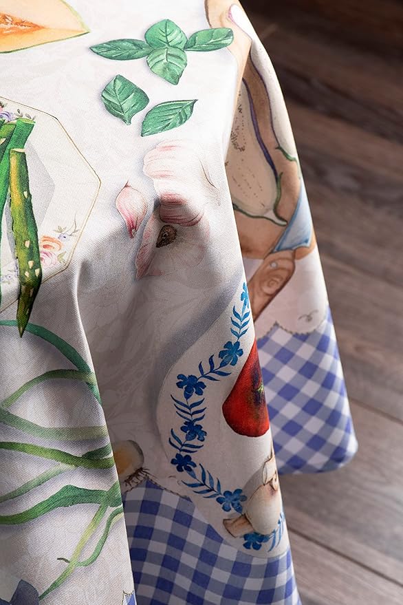 Maison d' Hermine Table Cloth Round Table 100% Cotton 63 Inches Tablecloth Reusable Decorative Everyday Use for Dining Room, Farmhouse, Home, Party, Festive & Wedding Spring Summer - Gourmand