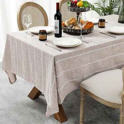 Chassic 54 x 72 inches Farmhouse Style Linen tablecloths, Wrinkle Resistant Washable Dining Room Table Cloths for Small Rectangle Tables - Light Coffee