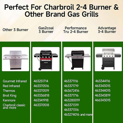 Grill Grates for Charbroil Advantage 4 Burner 463343015 463344015 463344116 463240015 Gas2coal 463340516, Replacement Parts for CharBroil G460-0500-w1, G530-b700-w1, 16-15/16inch, Stainless Steel