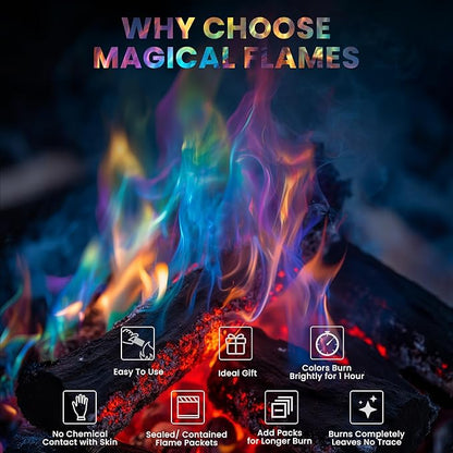 Magical Flames Fire Color Packets (Ultimate 12 Pack), Vibrant Multi-Color Fire for Fire Pits, Campfires, Bonfires & Fireplaces - Camping Essentials & Outdoor Party Accessories