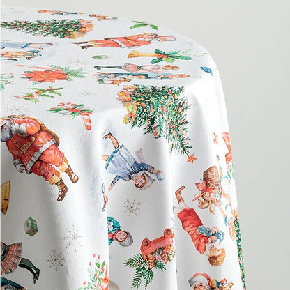 Maison d' Hermine Table Cloth Round Table 100% Cotton 69 Inches Fall Tablecloth Reusable Everyday Use for Thanksgiving Christmas Decorations Dining Farmhouse Party (Chromo)