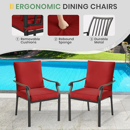 LVUYOYO Outdoor Patio Dining Chairs Set of 2, Metal Stackable Chairs Set - Image 7
