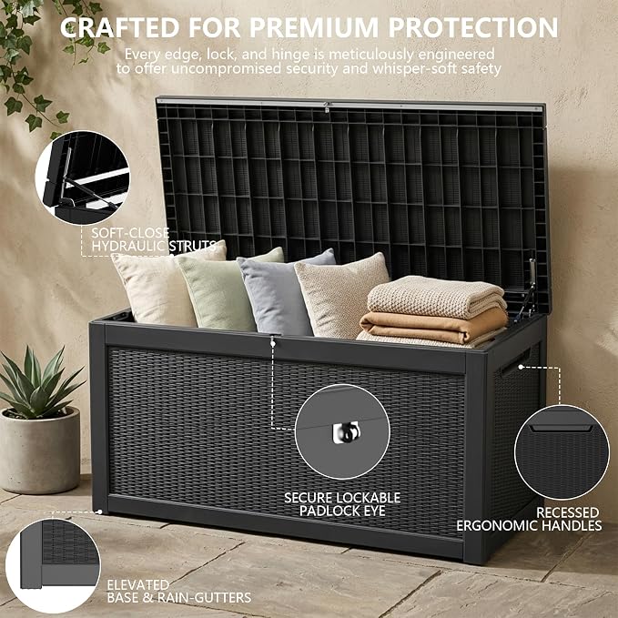 Outdoor Storage Box, 320 Gallon Waterproof Deck Box, Dual Gas-Spring Ultimate - Image 3