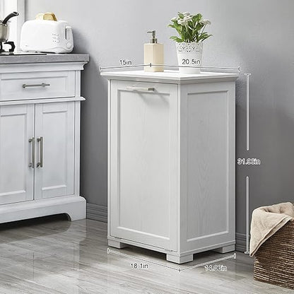 OLD CAPTAIN Tilt-Out Laundry Sorter Cabinet/Wooden Tilt Out Trash Cabinet, with Negative ion and deodorizing Function to Ensure The Cleanliness of The Kitchen Trash can(White)