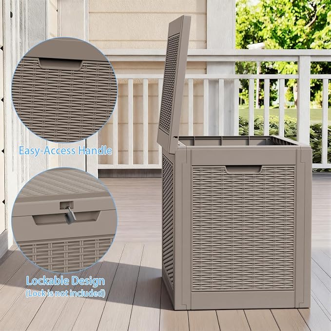 ROJIK 39 Gallon Resin Deck Box, Lockable Waterproof Weatherproof Outdoor - Image 6