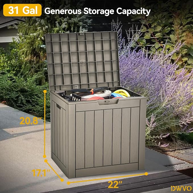 DWVO 30 Gallon Outdoor Storage Box, Weatherproof Lockable Resin Deck Box - Image 8