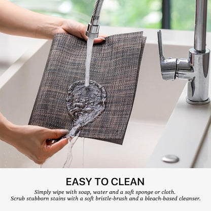LEXMORE PlaceMats Set of 12 Vinyl/Plastic Woven Place Mats for Kitchen Table Indoor/Outdoor Washable PlaceMat Wipeable Dining Table Mats(Black/Brown)