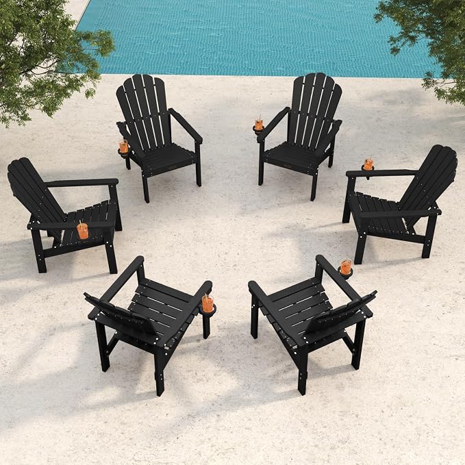 THOEOE Stackable Adirondack Chair Set of 6, Fire Pit Chairs, Space Saving by THOEOE