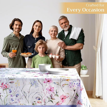 Maison d' Hermine Table Cloth Rectangle Table 100% Cotton 70 x 108 Inches Tablecloth Reusable Decorative for Dining Room, Farmhouse, Home, Party, Festive & Wedding Spring Summer - Summer Floral