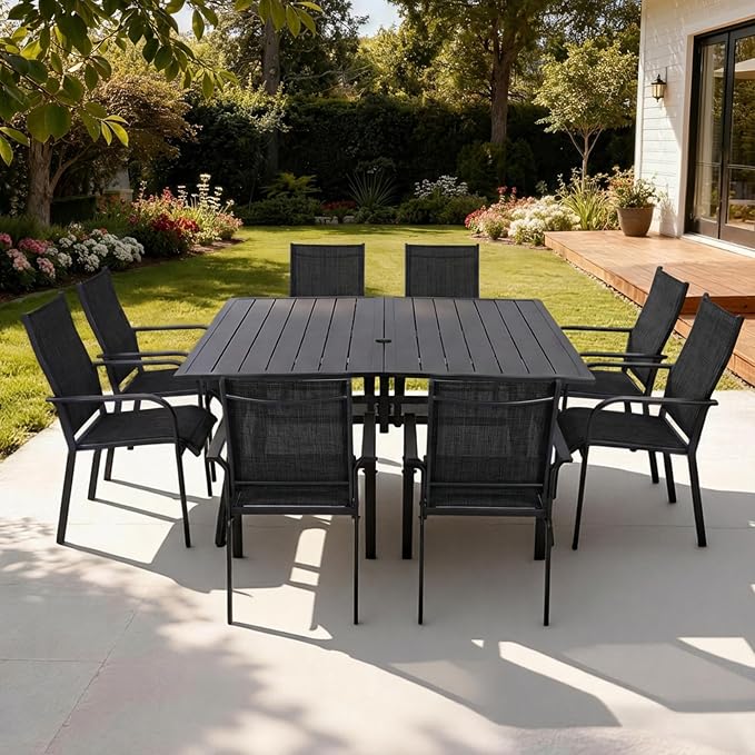 Patio Chairs Set of 8, Stackable Outdoor Dining Chairs, All Weather Breathable - Image 8