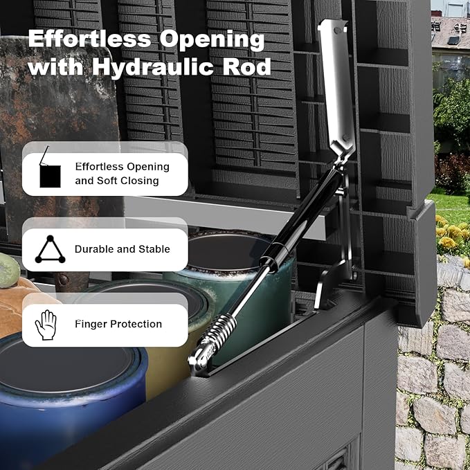 PatioZen 320 Gallon Resin Deck Box, Lockable Weatherproof Outdoor Storage Box - Image 3