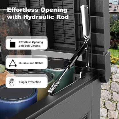 PatioZen 320 Gallon Resin Deck Box, Lockable Weatherproof Outdoor Storage Box - Image 3