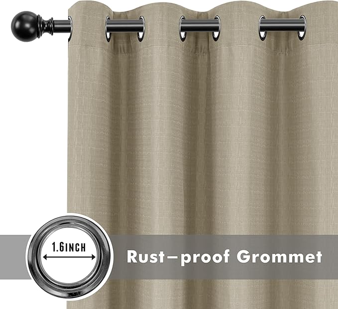 Linen Outdoor Curtains for Patio Waterproof 4 Pcs 110x84 In Taupe | Light - Image 4