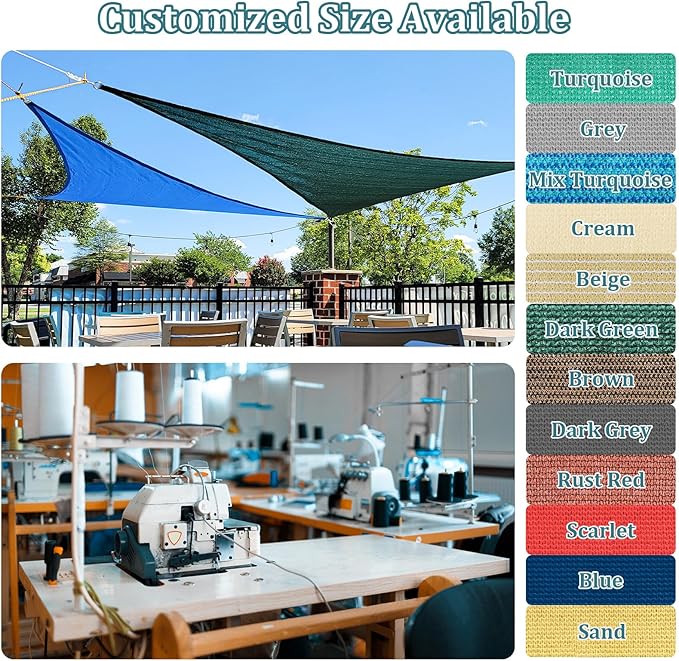 Shade&Beyond Custom Sun Shade Sail 10'x16'RectangleSun Sail Shades Patio UV - Image 2