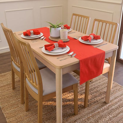 Encasa XO Table Runner 13x72 in Long | Cotton Canvas Fabric | Brick Solid Color | Machine Washable & Durable