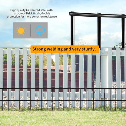 Adavin Small/Medium Animal Barrier Fence,15 Pack 24 in(L)X 15 in(H) Underground Decorative Garden Fencing, Dog Rabbits fences Black Metal Fence Panel Ground Stakes for Outdoor Patio.Total length 30 Ft