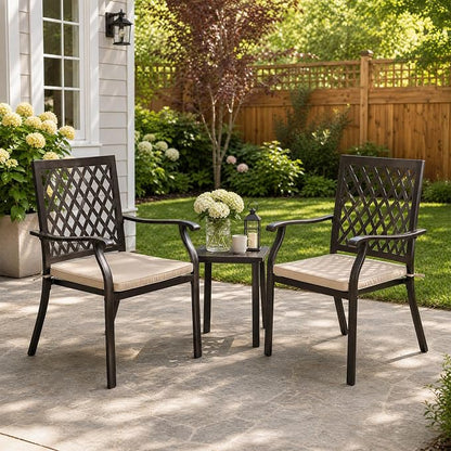 Outdoor Stackable Patio Metal Dining Chairs 4-Piece Set - Image 2