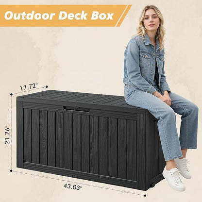 Fancyango 75 Gallon Outdoor Deck Box Waterproof, Large Storage Box - Image 2