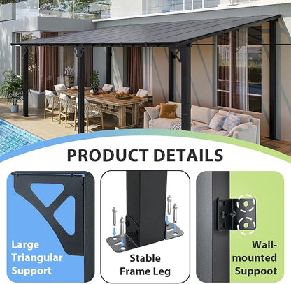 Aoxun 20’x10’ Gazebo with Aluminum Frame & Polycarbonate Panel, Outdoor Patio - Image 3