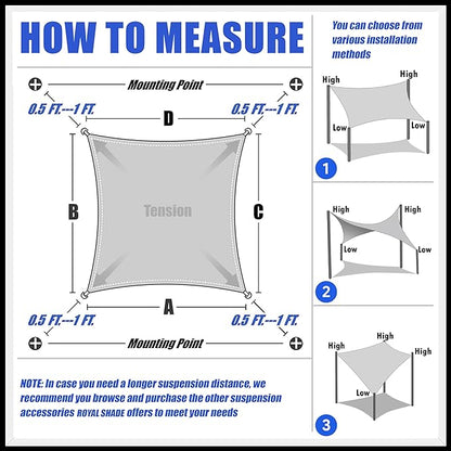 Royal Shade 14' x 17' Grey Rectangle Square Sun Shade Sail Order to Make - Image 6