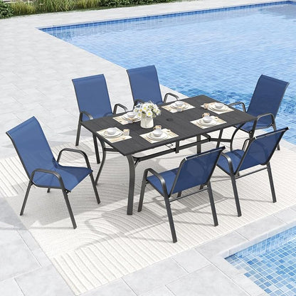 Patio Dining Chairs Set of 6 Outdoor Stackable Dining Chairs - Image 2