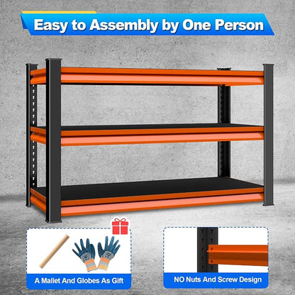 3-Tier Garage Shelving Heavy Duty, 1600lbs Load Capacity Utility Rack Shelves & - Image 5