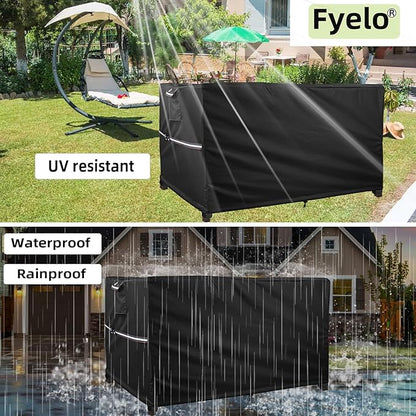 44 x 28 Inch Rectangular Fire Pit Cover for 40-44 Inch Outdoor Gas Fire pit tables, Waterproof 600D Heavy Duty Patio Firepit Table Cover UV Resistance, Black