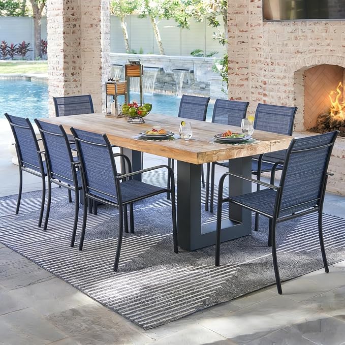 Stackable Patio Chairs Set of 4, Outdoor Dining Chairs - Image 4