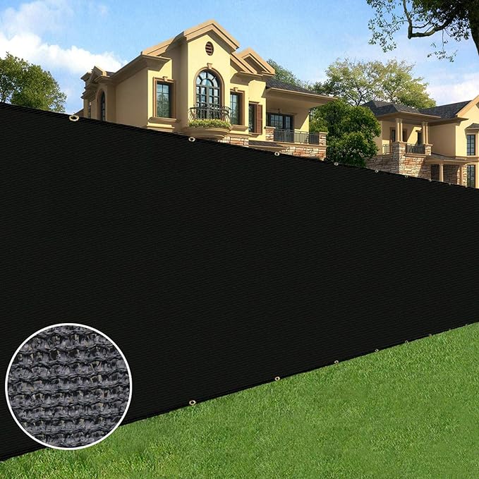 Sunnyglade 6 feet x 100 feet Privacy Screen Fence Heavy Duty Fencing Mesh Shade Net Cover for Wall Garden Yard Backyard (Black, 6 ft X 100 ft)
