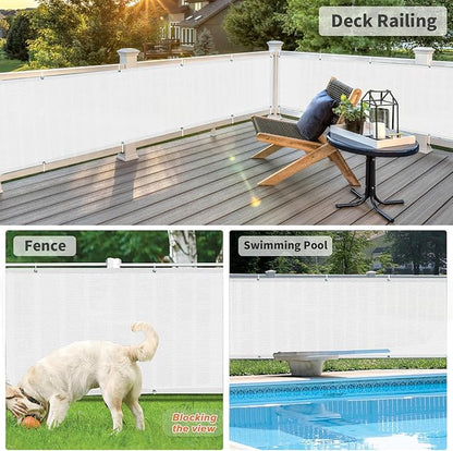 LOVE STORY Balcony Privacy Screen, 3'x16' Deck Shield Screen Fence Cover,UV Protection and Weather-Resistant,3 FT Height for Deck, Patio, Backyard, Outdoor Pool, Porch, Railing, White