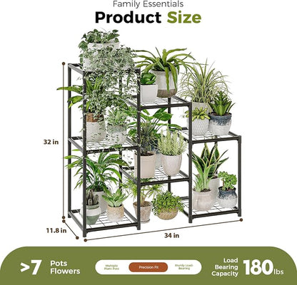 Bamworld Black Plant Stand Outdoor Metal Plant Shelf - Image 6