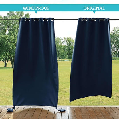 RYB HOME Outdoor Curtains for Patio Waterproof, Windproof - Image 2