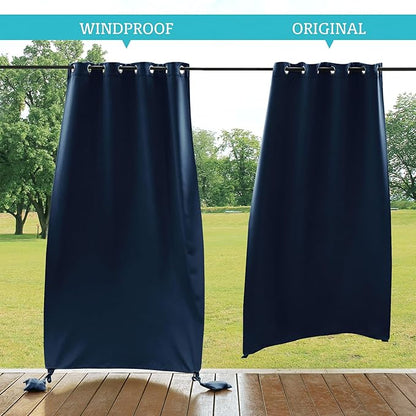 RYB HOME Outdoor Curtains for Patio Waterproof, Windproof - Image 2