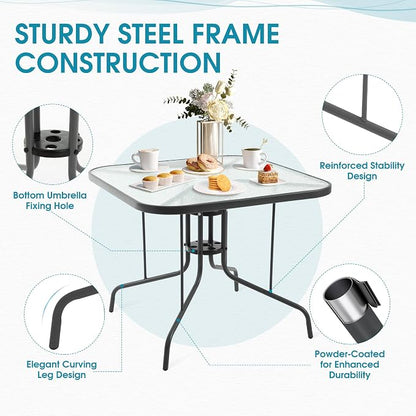 Patio Dining Table for 4 with Umbrella Hole | Outdoor 5 Piece Dining Set 36" x - Image 4