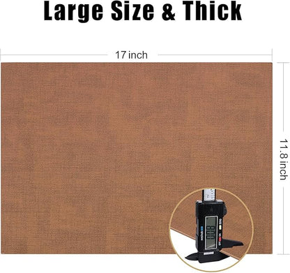 Homaxy Faux Leather Heat Resistant Placemats for Dining Table Set of 4, Waterproof Wipeable Washable PU Table Mats, Easy to Clean Anti-Slip Place Mats, 11.8 x 17 Inch, Brown