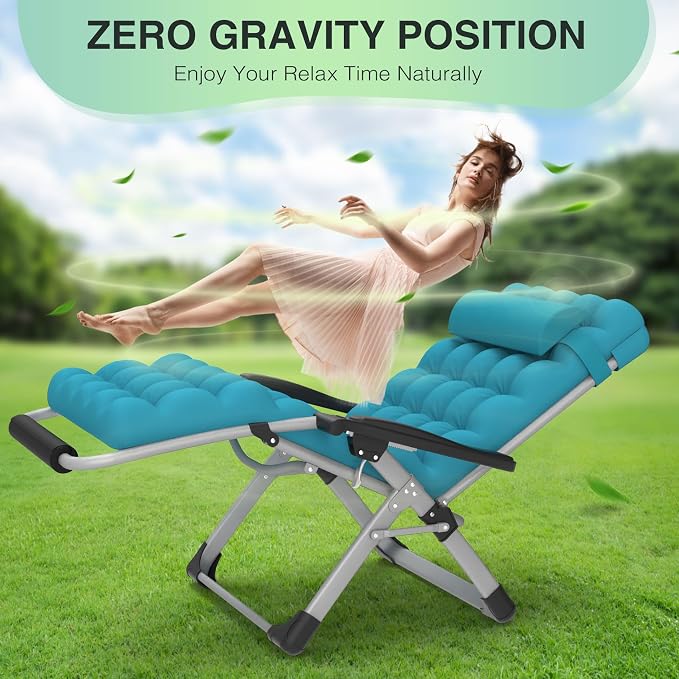 Suteck Oversized Zero Gravity Chair, 500LBS 33" XXL Reclining Lounge Chairs | - Image 6