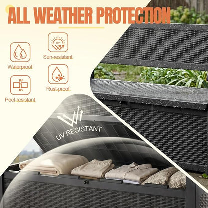 Storage Bench Outdoor Deck Box, 100 Gallon Waterproof & UV Resistant Lockable - Image 2
