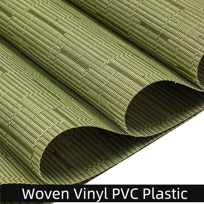 SHACOS PVC Woven Vinyl Wedge Placemats Set of 4 Round Table Placemats Wipe Clean Heat Resistant Round Table Mats (4, Green)