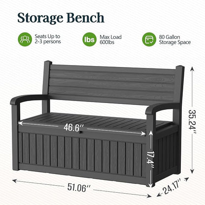 Outdoor Bench, Waterproof Garden Storage Bench, 100 Gallon Deck Box | Lockable - Image 2