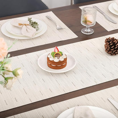 Myir JUN Table Runner, Vinyl Table Runner Indoor 72 Inch Long Arbitrarily Cropped Runner for Table Heatproof for Home Party (B-Off White, 15 x 72 inch)