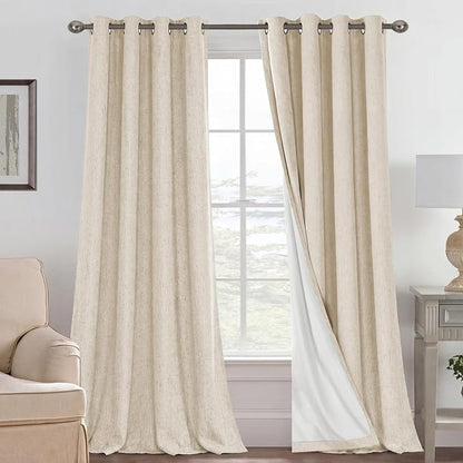 H.VERSAILTEX Blackout Curtains Linen Curtains 120 inches Long 100% Black Out by HVERSAILTEX