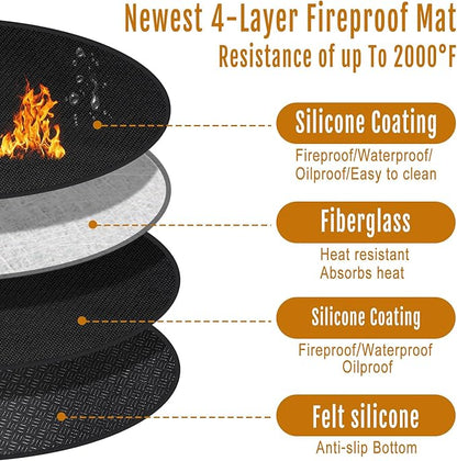 Solo Stove Tabletop Fire Pit Mat, Small Under Grill Pad to Protect Your Table, Fireproof Mat for Solo Stove Accessories, 4-Layer Fireproof, Heat Resistant, Easy to Clean, Reusable