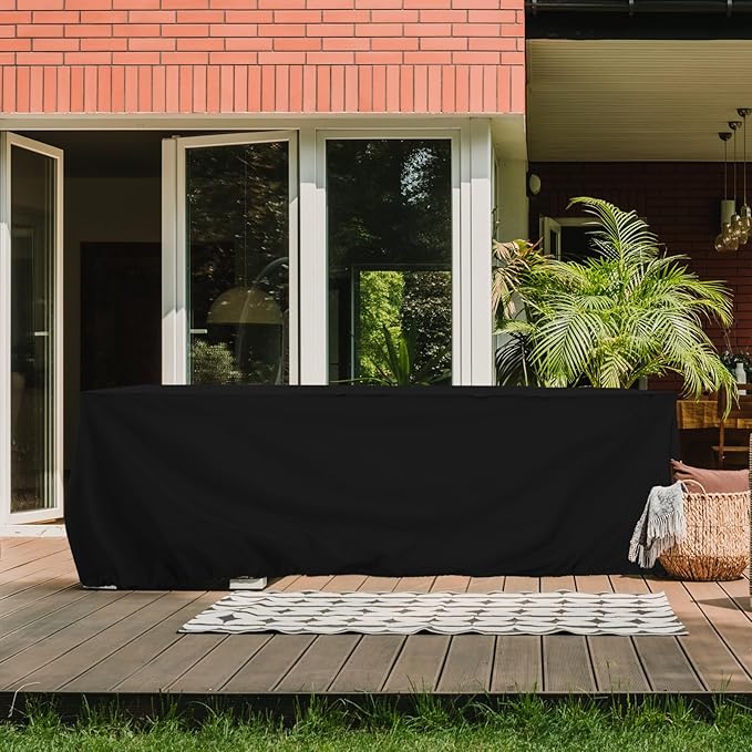Tempera Patio Furniture Cover,Outdoor Table And Chair Covers Waterproof, Outdoor Dining Set Cover,Heavy Duty Rectangle Patio Furniture Covers,102''L x 74''W x 27.8''H,Black