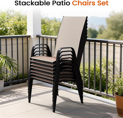 JEAREY Patio Dining Chairs Set of 6, Outdoor Stackable Dining Furniture Set - Image 7