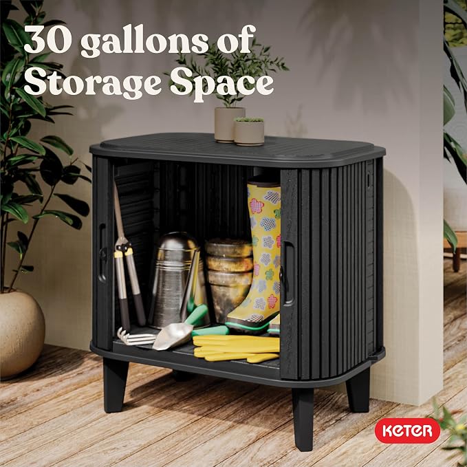 Keter Velo 30 Gallon Outdoor Storage Cabinet, Weather-Resistant Resin Deck Box - Image 9
