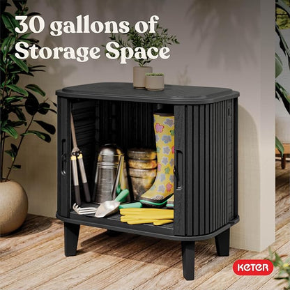 Keter Velo 30 Gallon Outdoor Storage Cabinet, Weather-Resistant Resin Deck Box - Image 9
