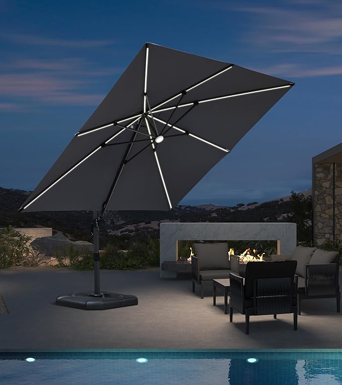 PURPLE LEAF Cantilever Patio Umbrella 10' x 10' by PURPLELEAF