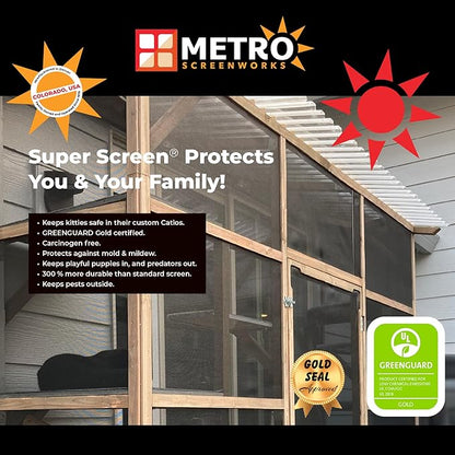 Pet & Weather Resistant Insect Screen - 17/14 Super Screen (96 in X 25 ft) - Mesh Screen for Patio Porch Pool Cage & Lanai - Replacement Screen Roll, Black - Dog & Cat Proof Screens for Windows