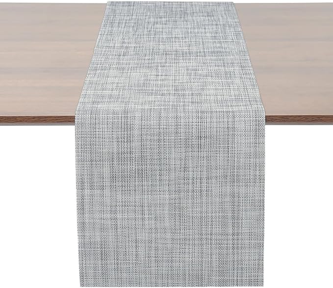 Myir JUN Table Runner, Vinyl Table Runner Indoor Arbitrarily Cropped Runner for Table Heatproof for Home Party (B-Gray, 12 x 94 inch)