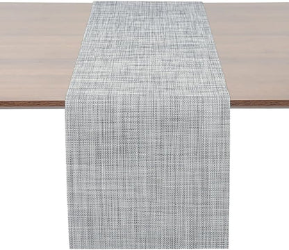 Myir JUN Table Runner, Vinyl Table Runner Indoor Arbitrarily Cropped Runner for Table Heatproof for Home Party (B-Gray, 12 x 94 inch)